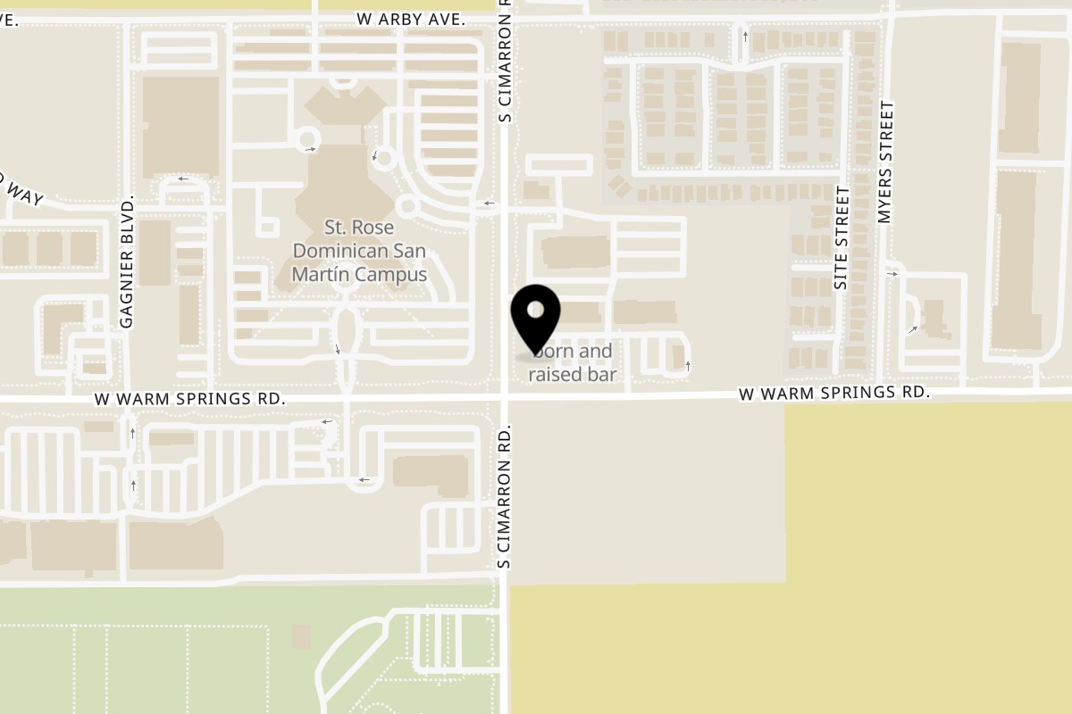 Map showing the location of Carnitas y Tortas Ahogadas Guadalajara Warm Springs on 8180 W Warm Springs Rd in Las Vegas